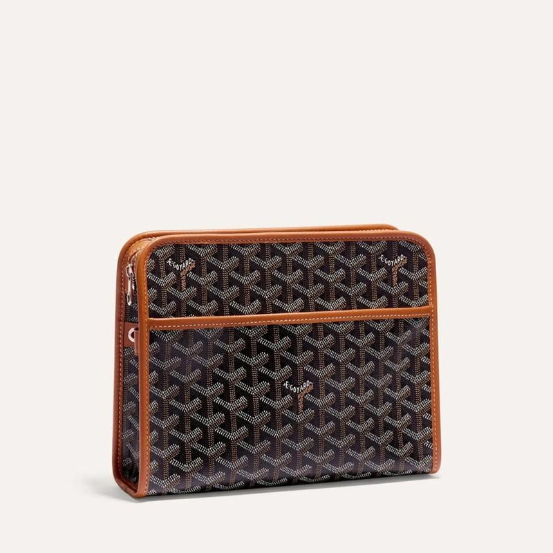 GOYARD Brown Black Tan Canvas JOUVENCE MM Clutch