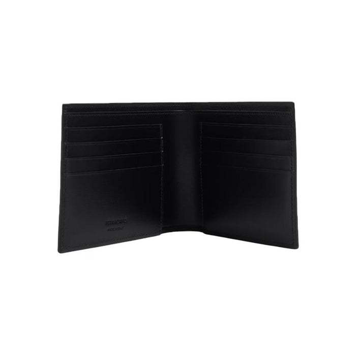 Ferragamo Logo Print Black Leather Bifold Wallet 66 1328 0770093