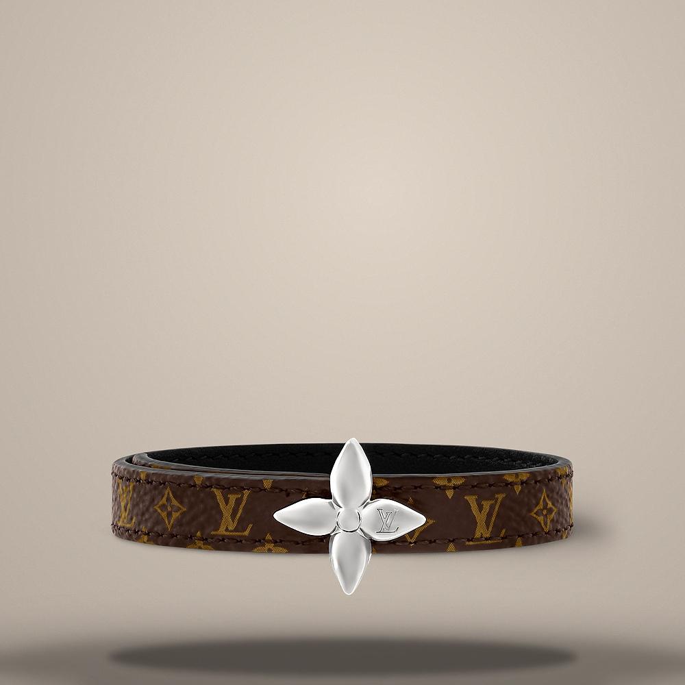 Louis Vuitton Mini Flowergram Monogram Leather Strap Bracelet M4187