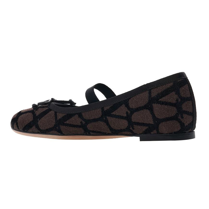 VALENTINO Garavani Women’s Iconography Flat Shoes Black Leather