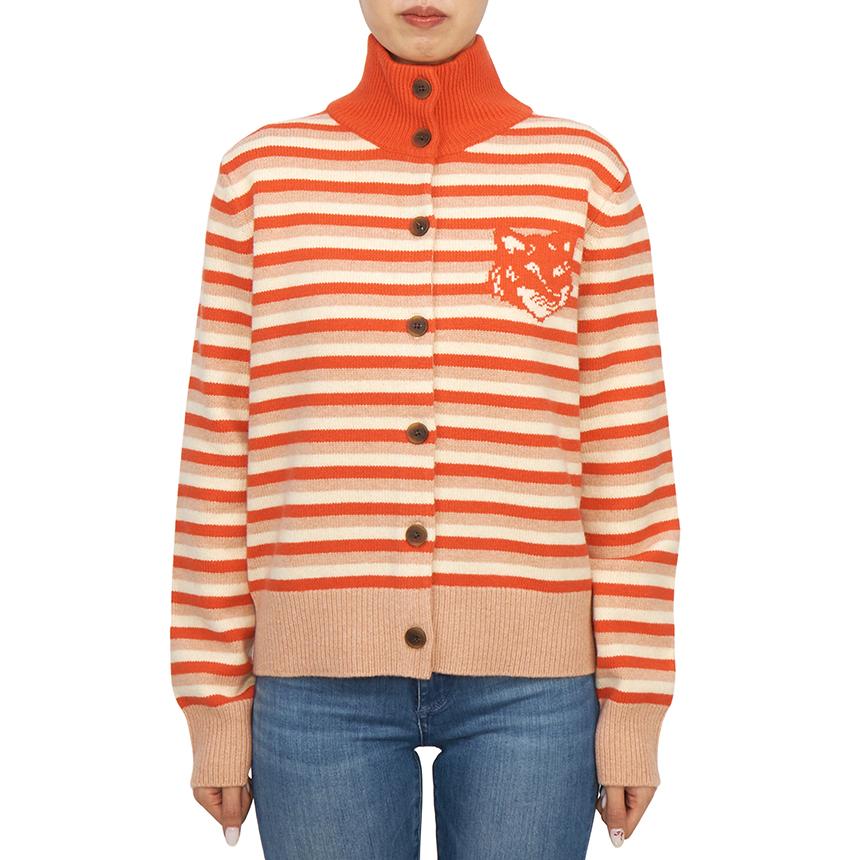 Maison Kitsune Fox Head Stripe Women’s Cardigan NW00503KM0329 0019