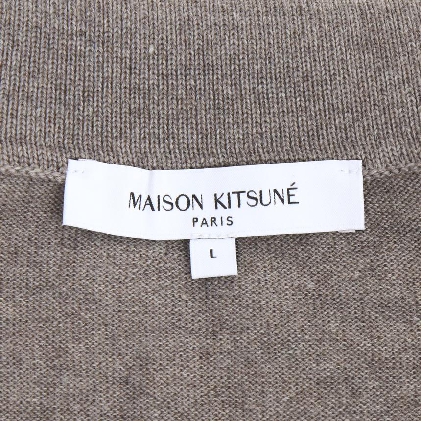 Maison Kitsune Profile Fox Logo Men’s Wool Cardigan Gray