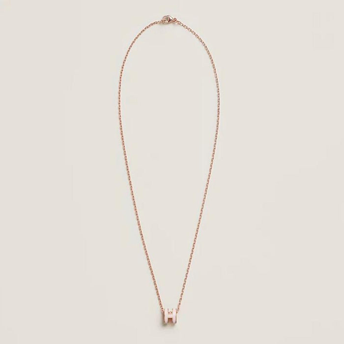 HERMES Mini Pop H Necklace Rose Gold Rose Dragée
