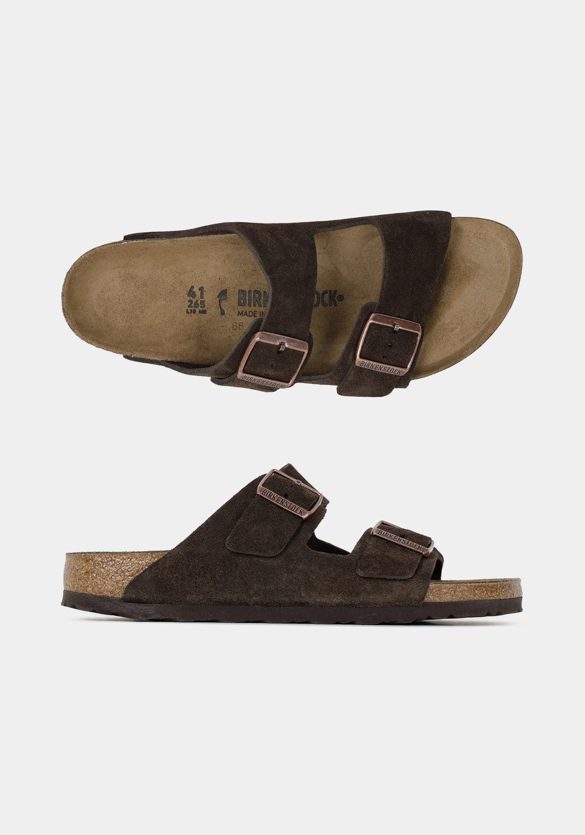 Birkenstock Mocha Suede Arizona Slide Sandals Unisex