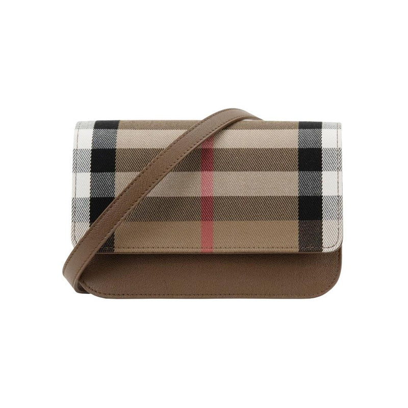 BURBERRY Brown Check Flap Crossbody Bag 8084492