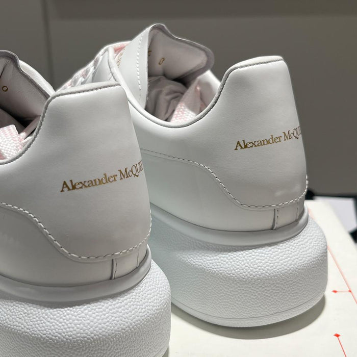 Alexander Mcqueen White Pink Calfskin Oversized Low-Top Sneakers