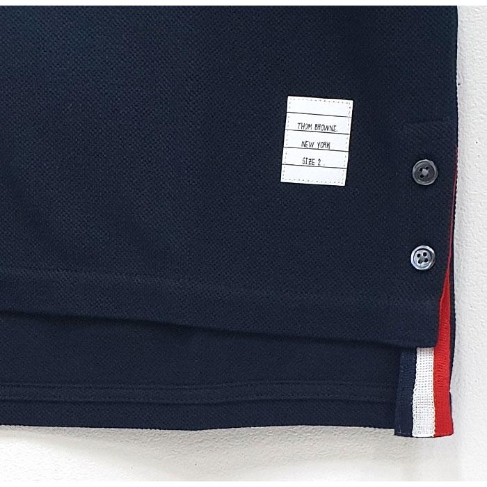 THOM BROWNE Center Back Stripe Short Sleeve T-Shirt Navy Cotton