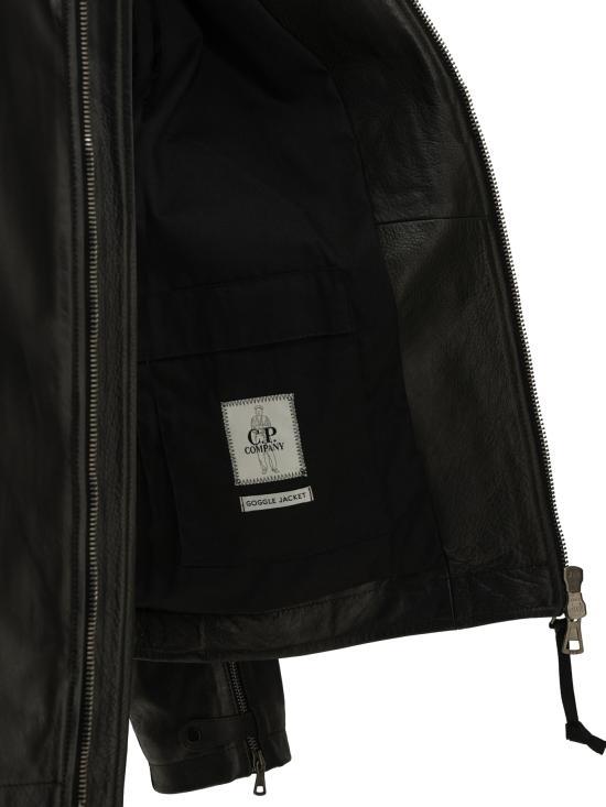 CP Company Leather Jacket for Men 21CMOW305A 110457L 999 BLACK DOM