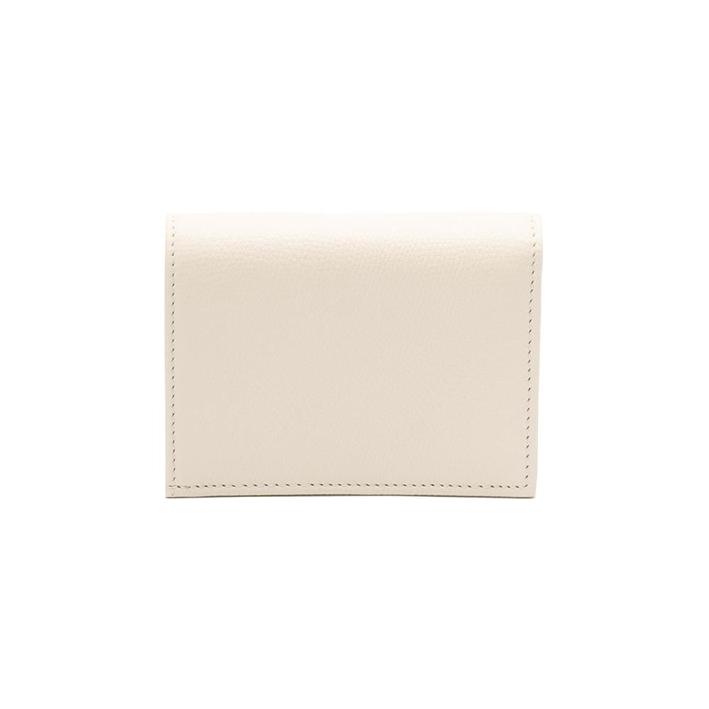 VALENTINO Signature V Logo Ivory Leather Compact Wallet