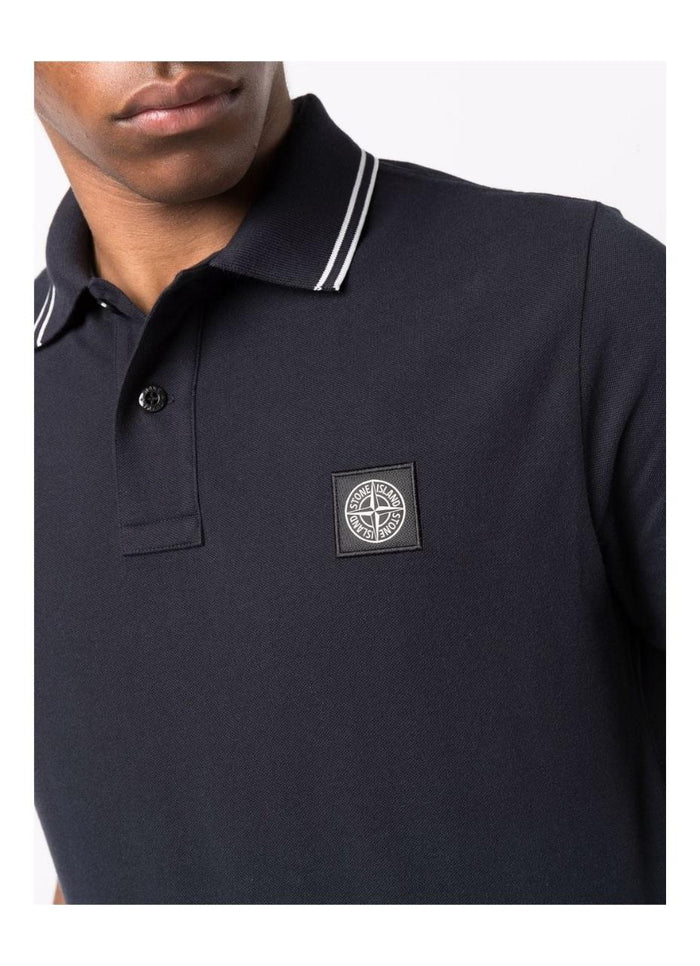 STONE ISLAND Dark Navy Patch Logo Polo Shirt Men’s Short Sleeve