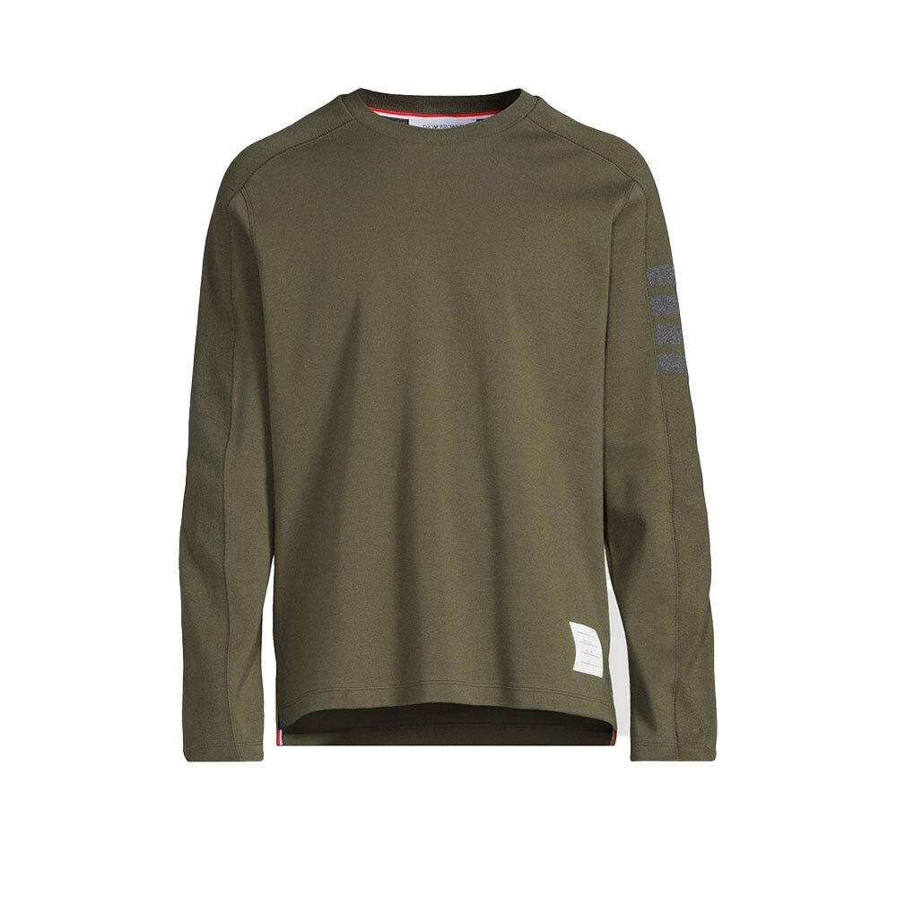 THOM BROWNE 4-Bar Long Sleeve Cotton T-Shirt Navy Men’s