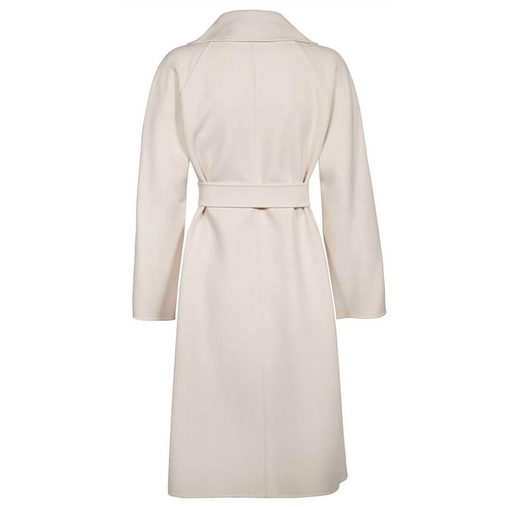 Max Mara Belted Wool Coat Off-White 2350110337 006