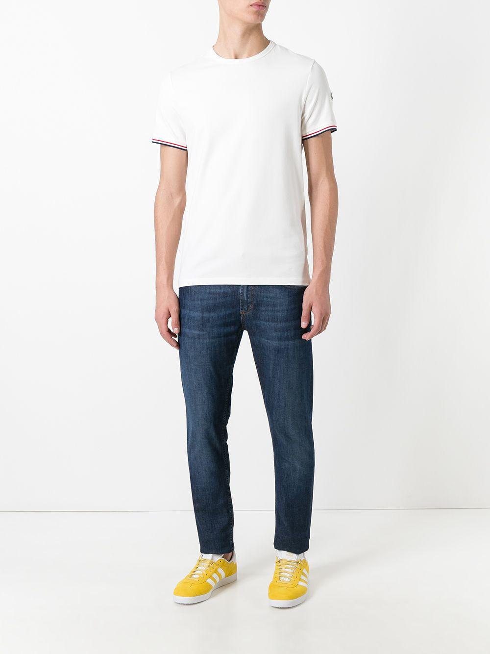 Moncler Navy White Tricolor Sleeve Short Sleeve T-Shirt Unisex