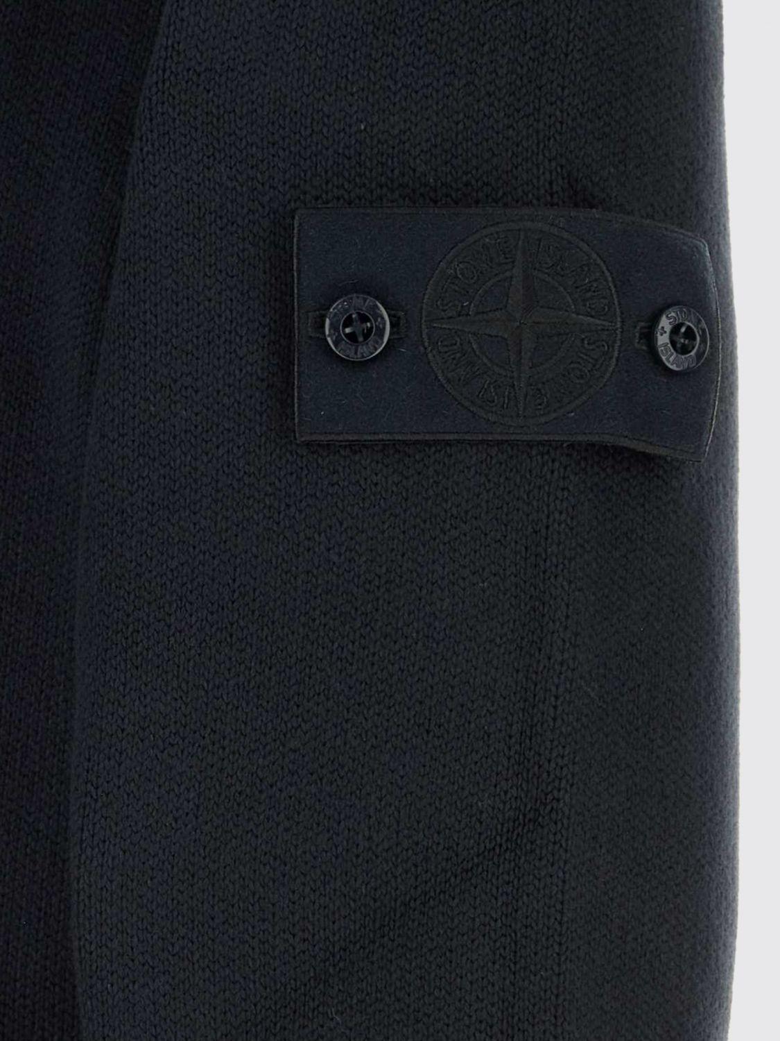 STONE ISLAND Black Wool Round Neck Knit Sweater for Men