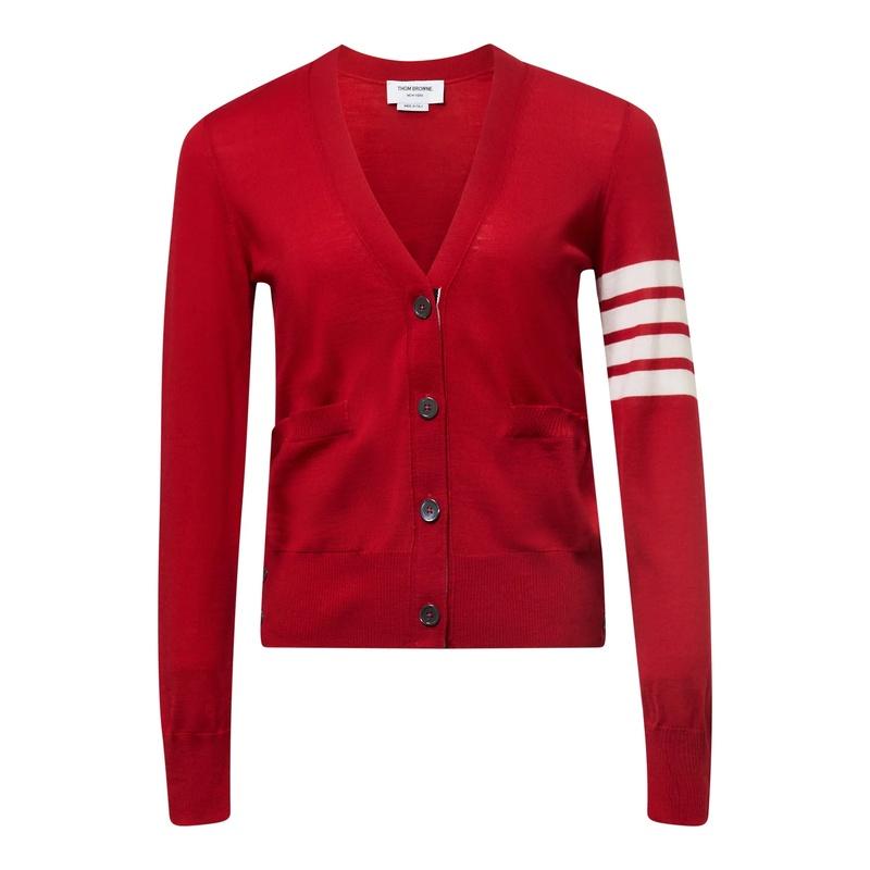 THOM BROWNE 4-Bar Relaxed Fit Women’s Cardigan Navy Wool