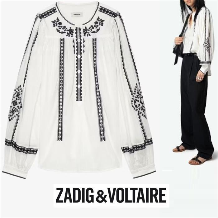 Zadig&Voltaire Oversized Cotton Shirt with KOZAK Embroidery White