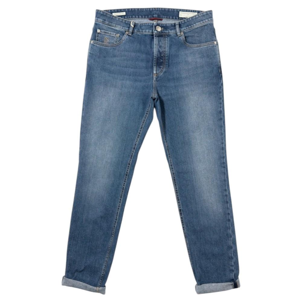 Brunello Cucinelli Mid Blue Traditional Fit Denim Jeans Men