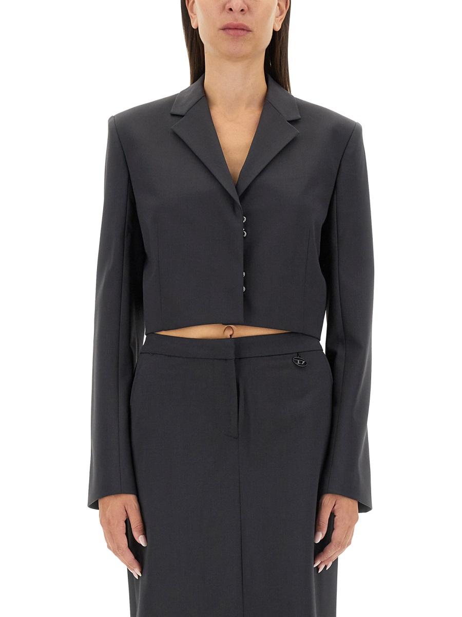 DIESEL Black Wool Blend Tailored Blazer Jacket