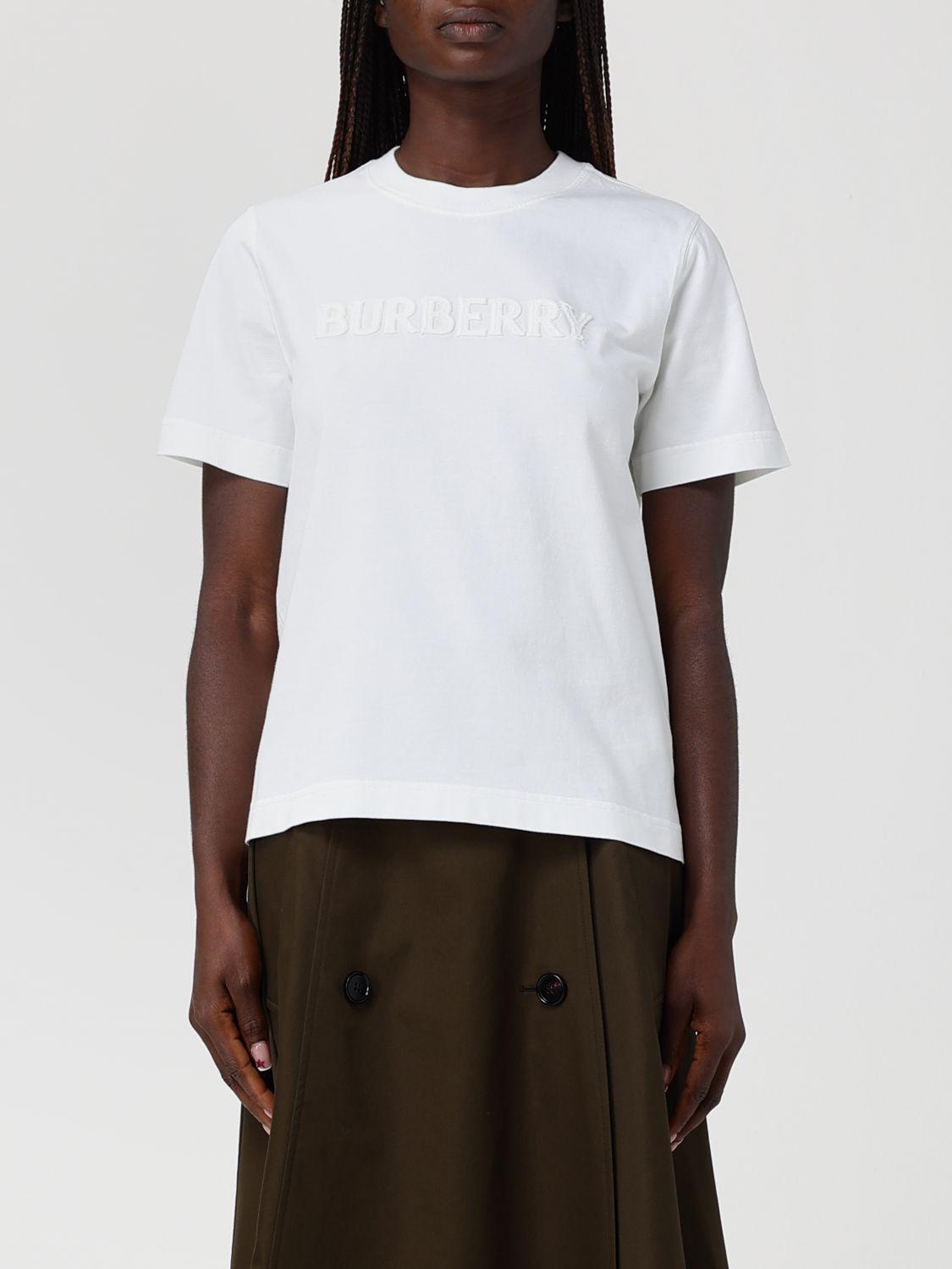 BURBERRY Short Sleeve Cotton T-Shirt Women’s White