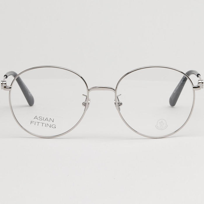 Moncler Silver Metal Oval Eyeglass Frames ML5138D Asian Fit Unisex