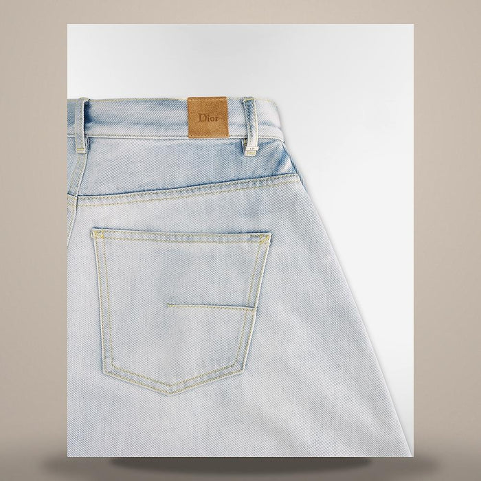 DIOR Light Blue Stonewashed Cotton Denim Loose Fit Blouse 652P48A3F74X8090