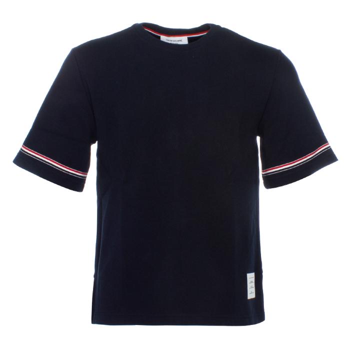 THOM BROWNE Men’s Cotton Rugby Short Sleeve T-Shirt Navy