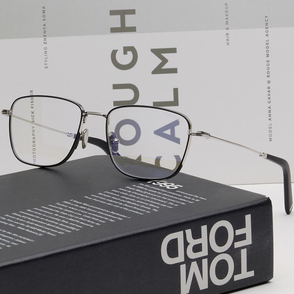 TOM FORD Blue Light Blocking Metal Square Unisex Eyeglasses Frame TF5748B 002