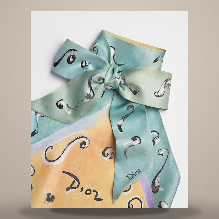 DIOR Delicate Ribbon Silk Top Yellow Green Silk Twill Blouse 64TT122S6114 C218