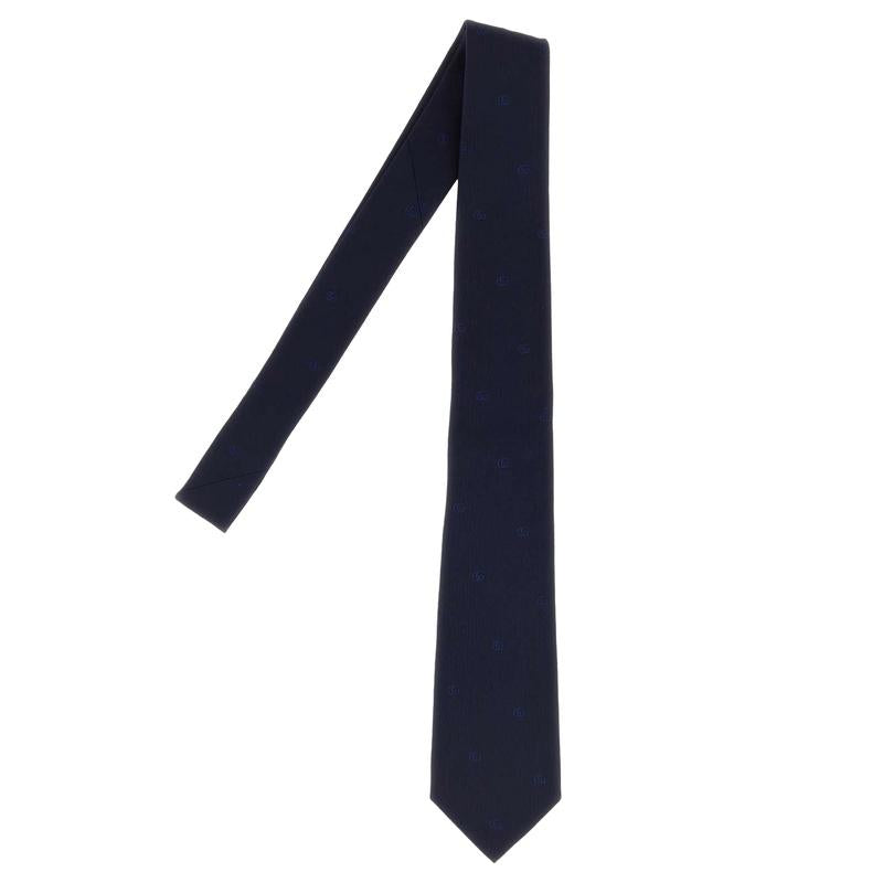 GUCCI Double G Silk Tie Navy Men’s Accessory