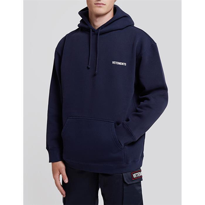 Vetements Unisex Small Logo Hoodie Black Cotton Pullover