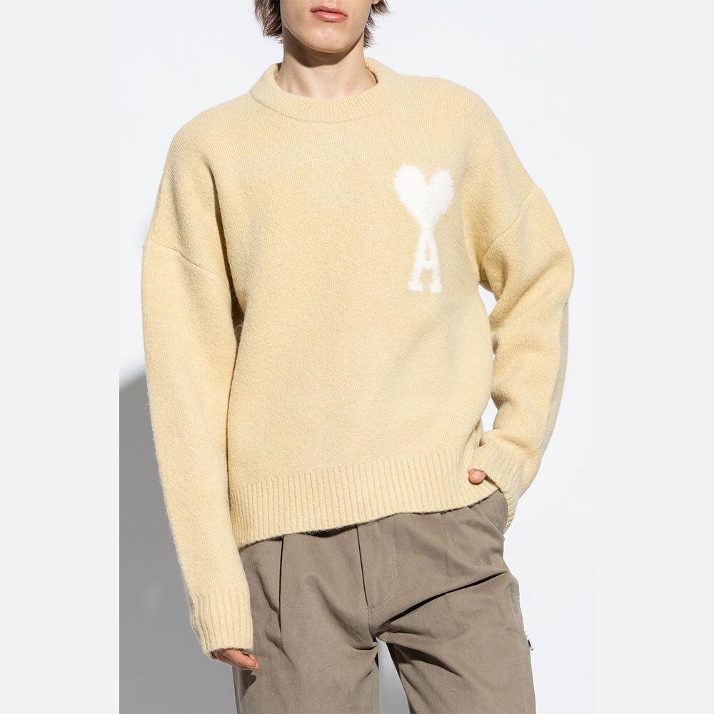 AMI Oversized Unisex Round Neck Knit Sweater Navy