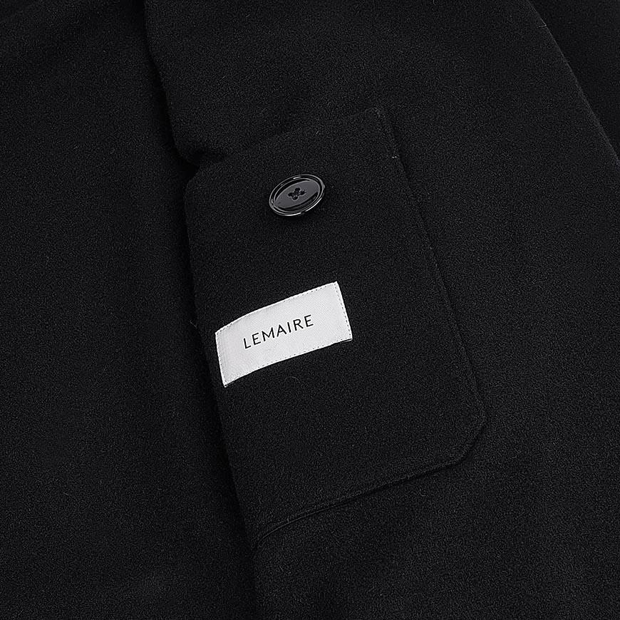 Lemaire Unisex Wrap Double-Breasted Wool Coat Black