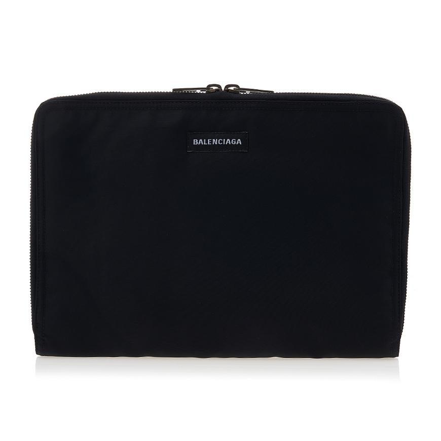 BALENCIAGA Explorer Logo Clutch Bag Black Leather Men