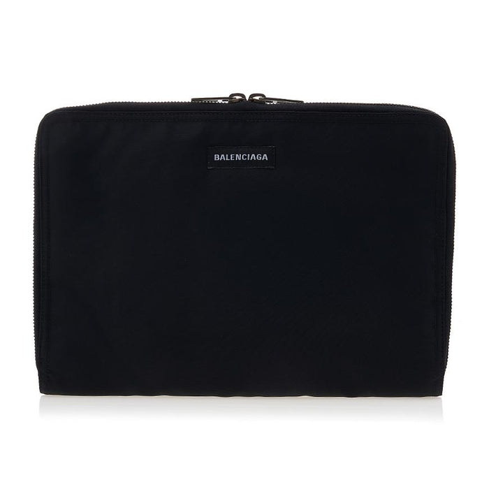 BALENCIAGA Explorer Logo Clutch Bag Black Leather Men