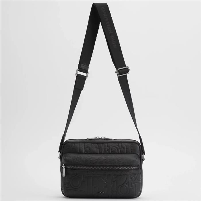 DIOR Rider 20 Leather Zipper Messenger Bag Crossbody Black