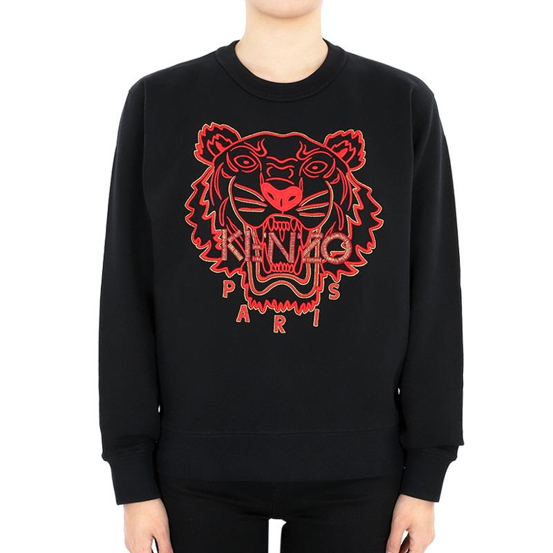 KENZO Red Tiger Embroidered Black Sweatshirt for Women 2SW824 CMB 99