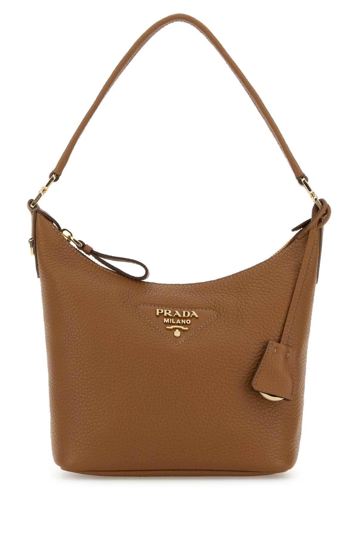 PRADA Black Vachette Leather Shoulder Bag