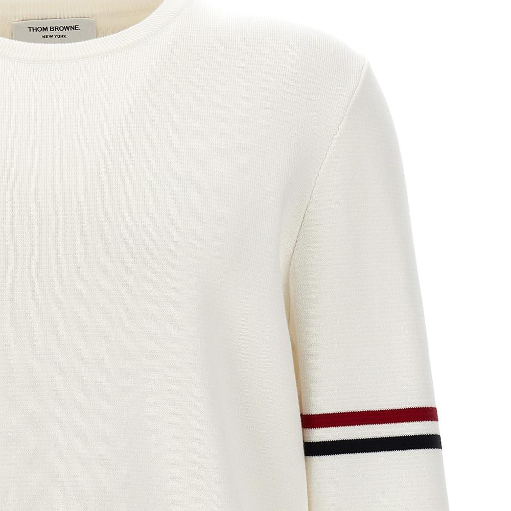 THOM BROWNE Milano Stripe Sleeve Crewneck Knit Sweater MKA326A Y3001 100