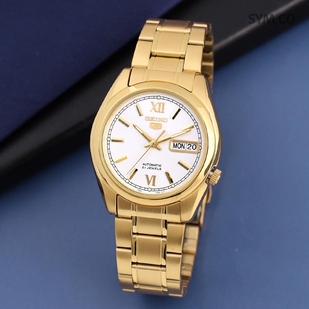Seiko Automatic Day-Date Roman Classic Gold White Men’s Metal Watch SNKL58 K1