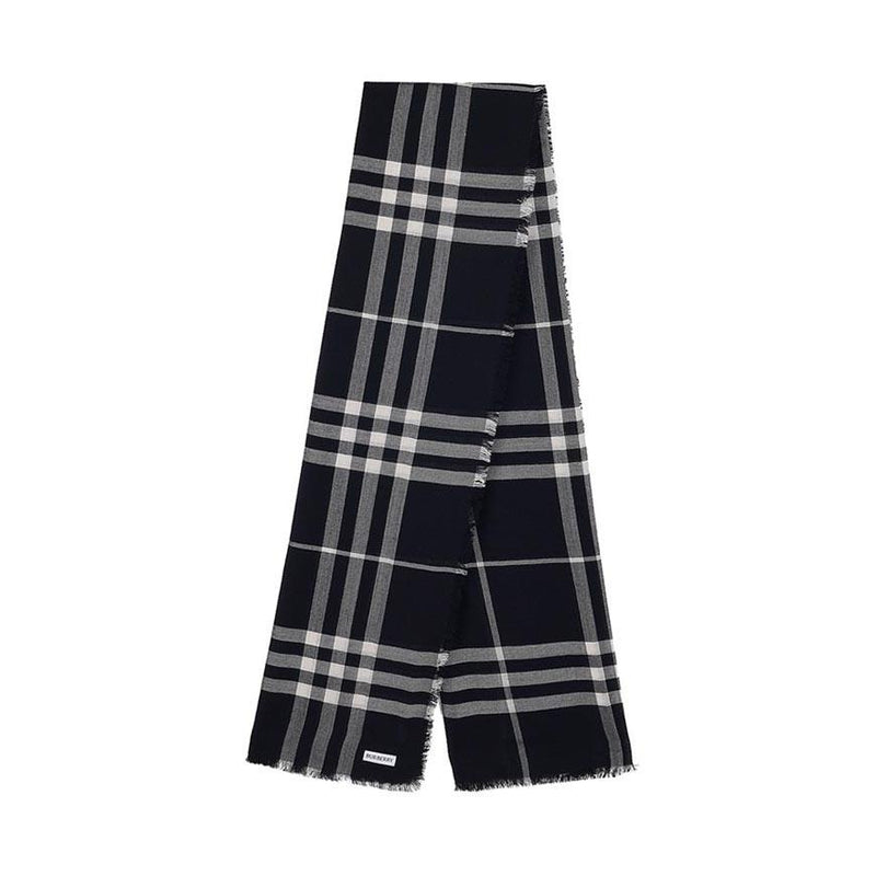 BURBERRY Wide Giant Check Wool Scarf
