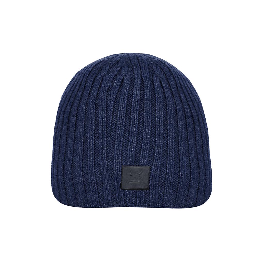 Acne Studios Unisex Knit Beanie Hat C40387 NAVY MELANGE