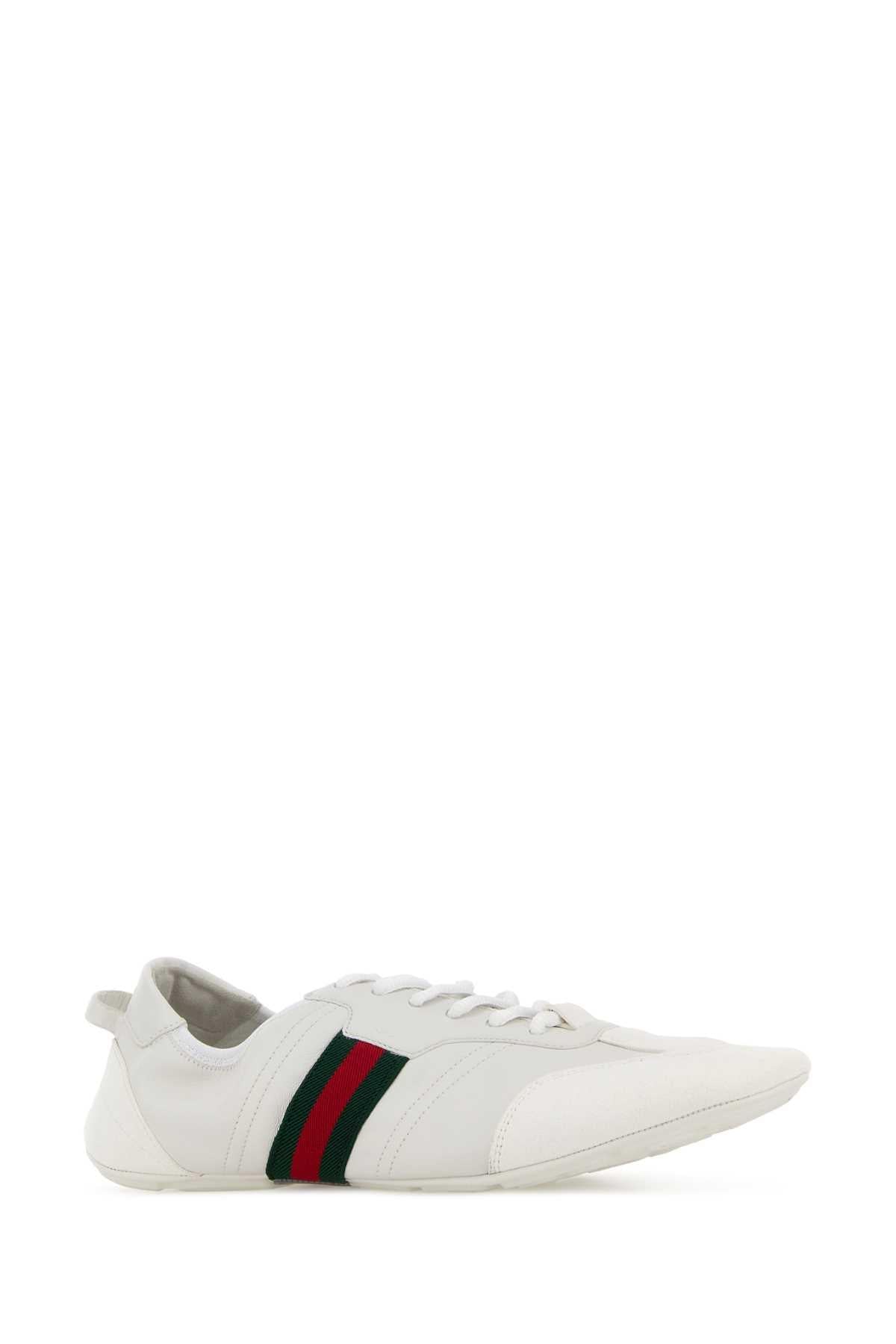 GUCCI White Leather Low-Top Sneakers