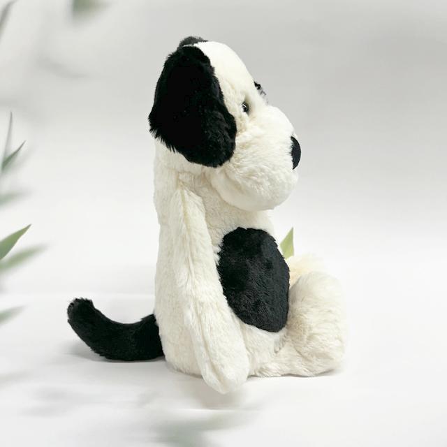 jELLYCAT Bashful Lufferty Black and Cream Puppy Big Medium Keyring