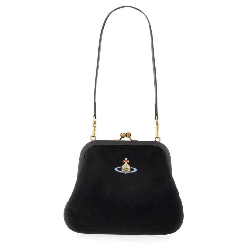 Vivienne Westwood Black Leather Clutch Shoulder Bag
