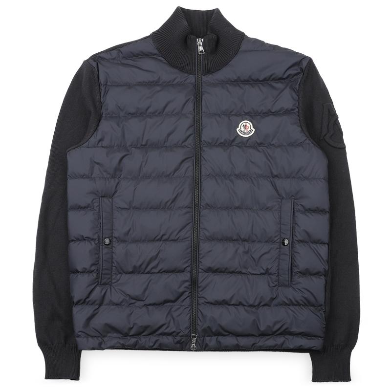 Moncler Men’s Navy Wappen Patch Mixed Padded Zip Jacket 9B00020 M1115 77D