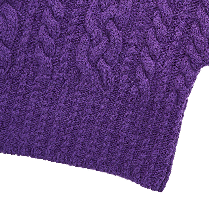AMI Women's Cable Knit Cropped V-Neck Sweater FKS051 017 500 1
