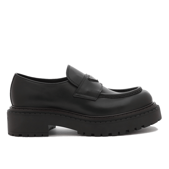 PRADA Enamel Triangle Logo Loafers Unisex 2DE148 070 F0002