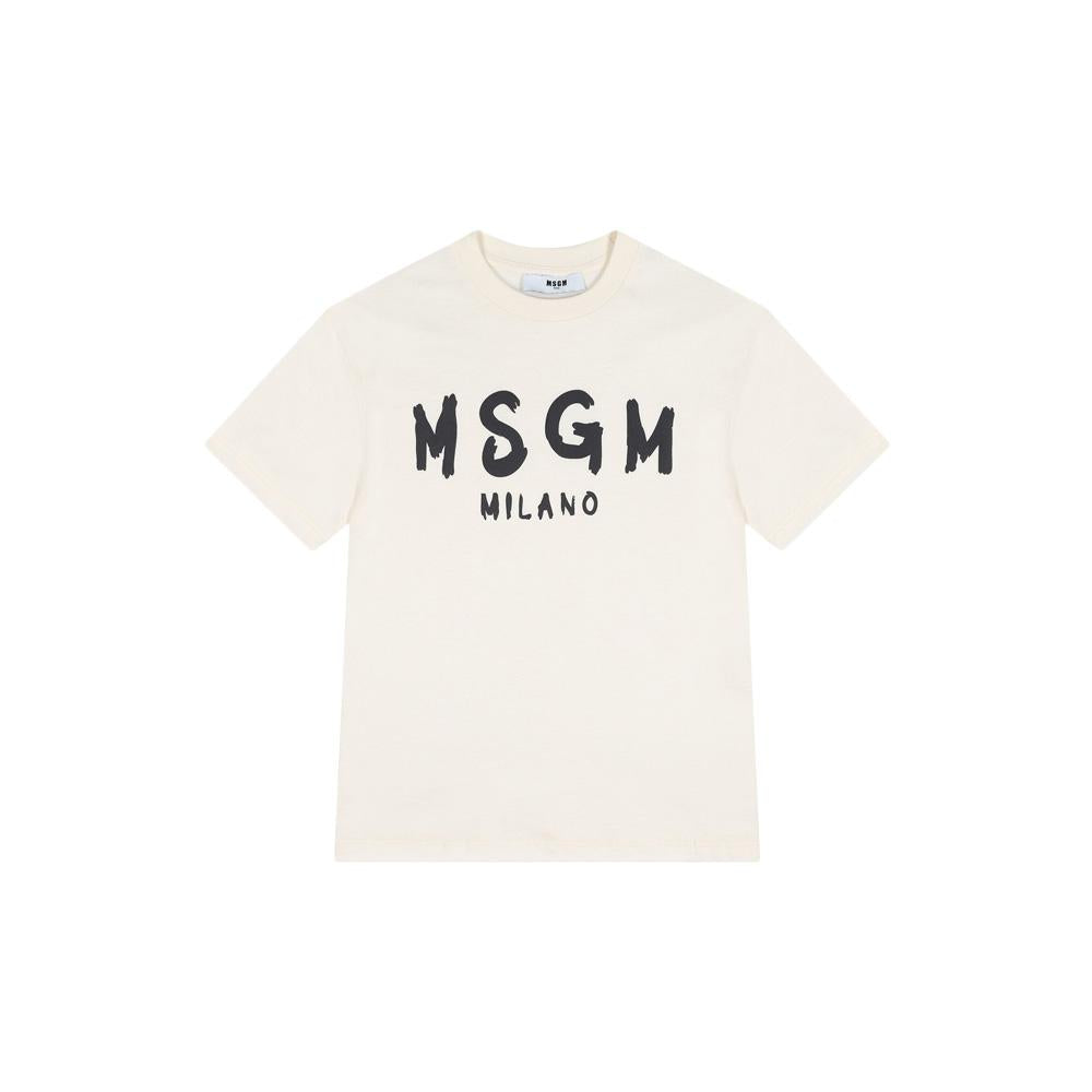 MSGM Kids Women Logo Print Short-Sleeve T-Shirt Cream F6MSJUTH010 013