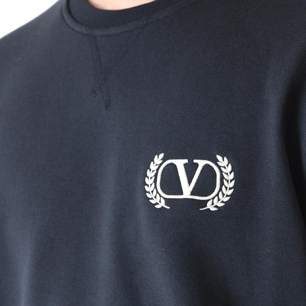 VALENTINO Maison V Logo Embroidered Sweatshirt Navy Unisex