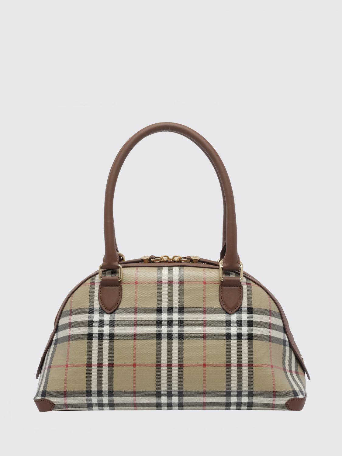 BURBERRY Canvas Leather Tote Bag Beige Black